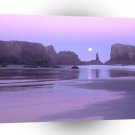 Sky Moonset Over Coquille Point A1 XLarge Canvas