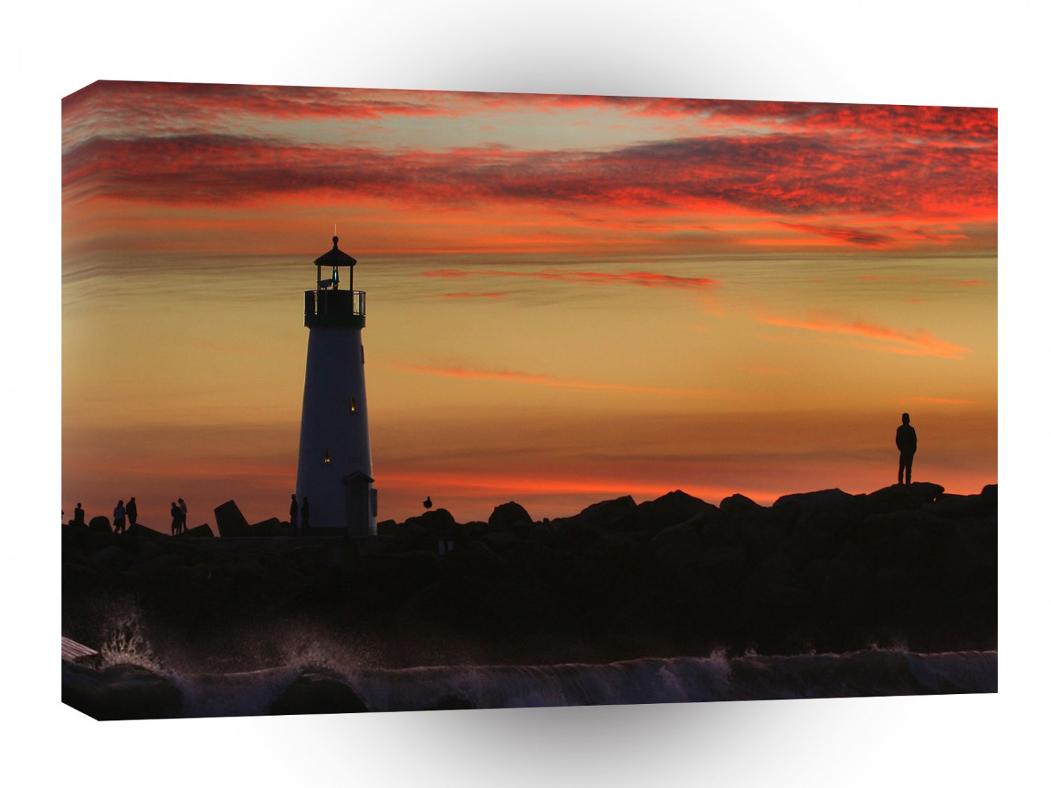 Sunset Santa Cruz Lighthouse A1 XLarge Canvas