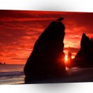 Sunset Sea Stacks Blood Red A1 XLarge Canvas
