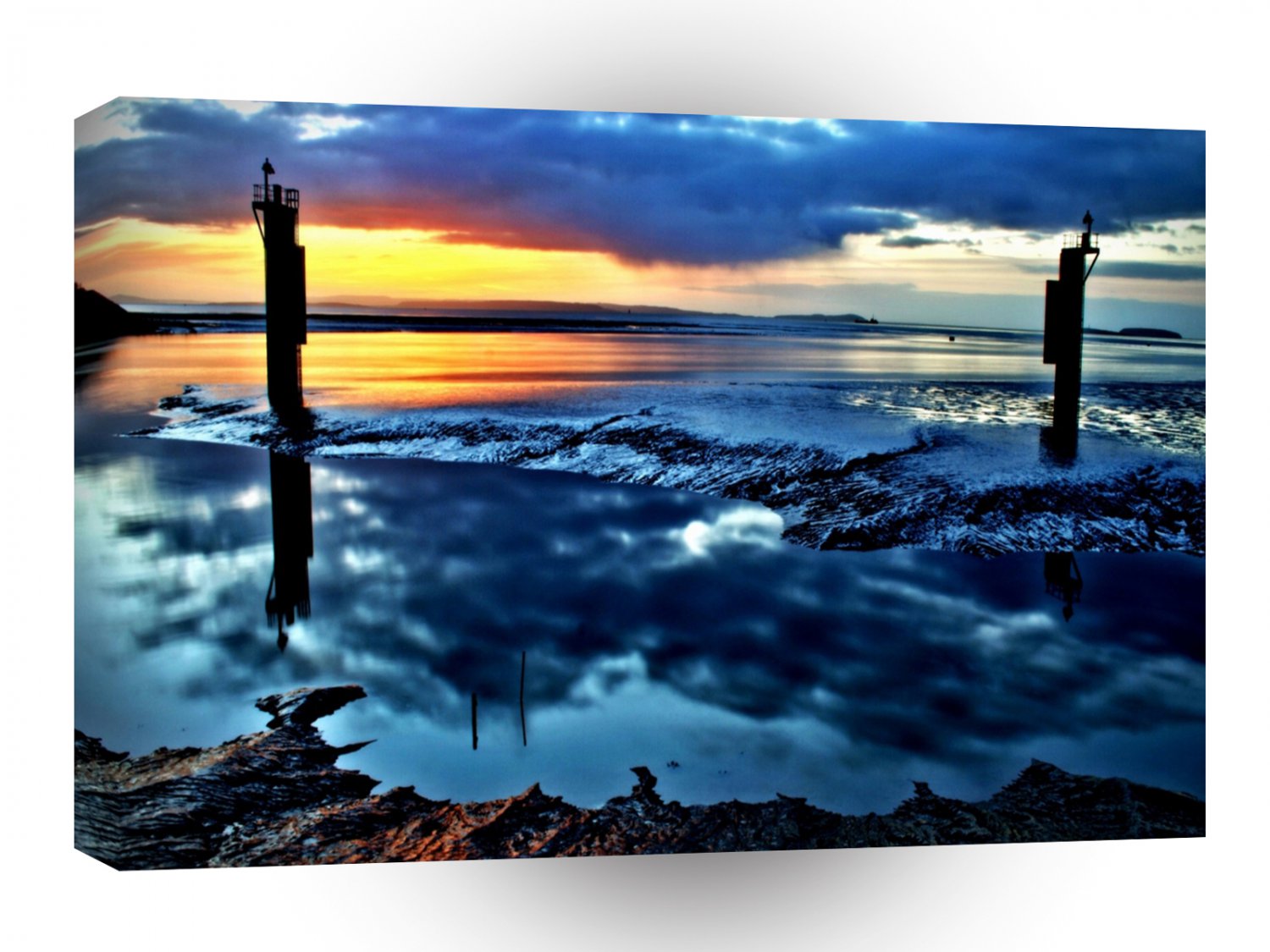 Water Dull Cold Look Sunset A1 XLarge Canvas