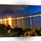 Water Harbour Light At Night A1 XLarge Canvas
