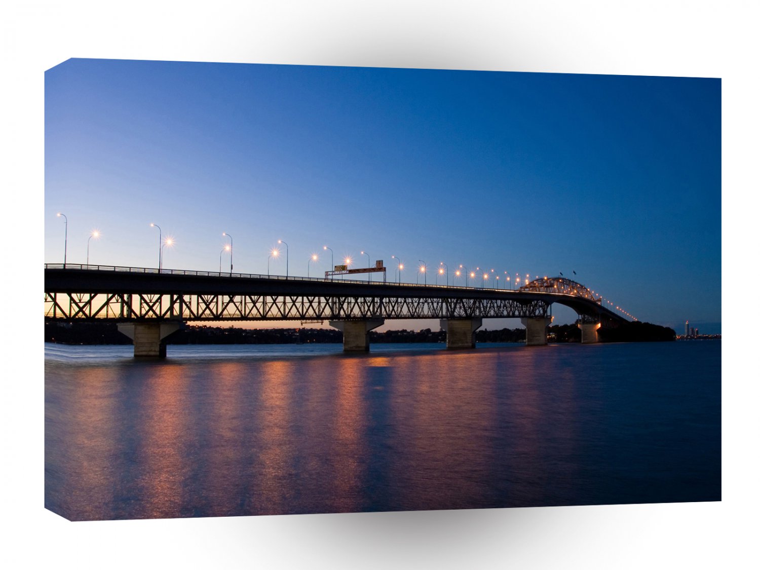 Water Night Time Light Over Bridge A1 XLarge Canvas