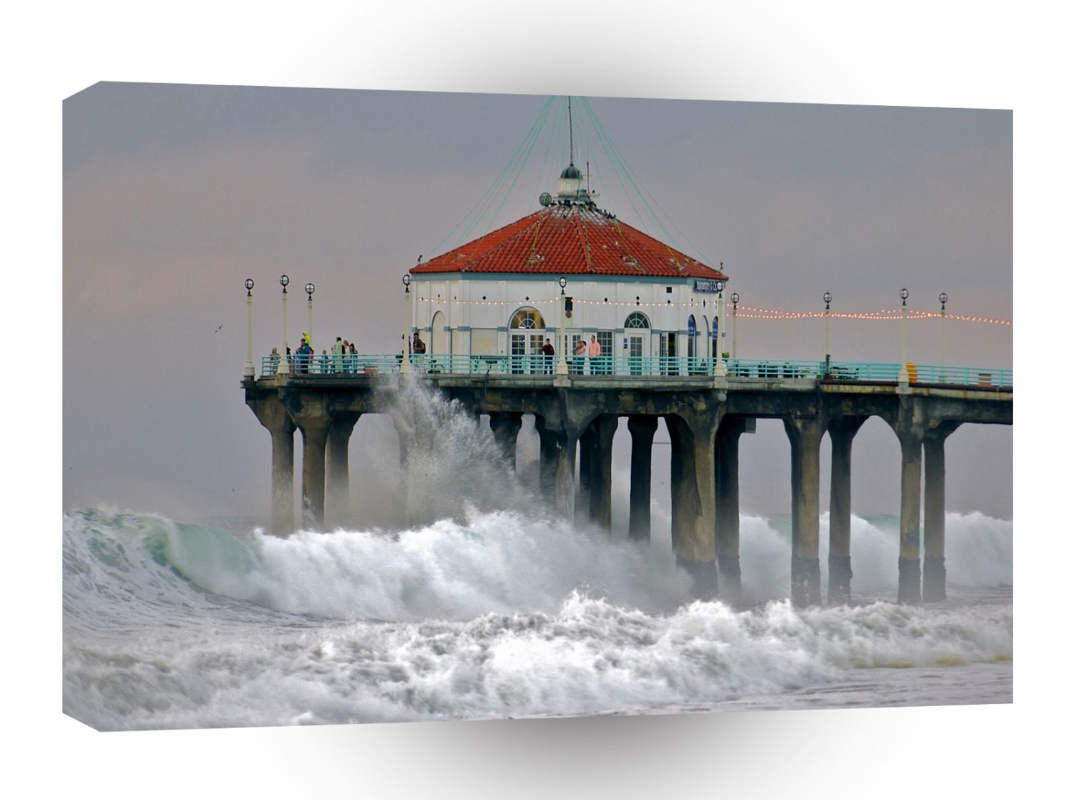 Water Storm Tides Hit Shore Pier A1 XLarge Canvas