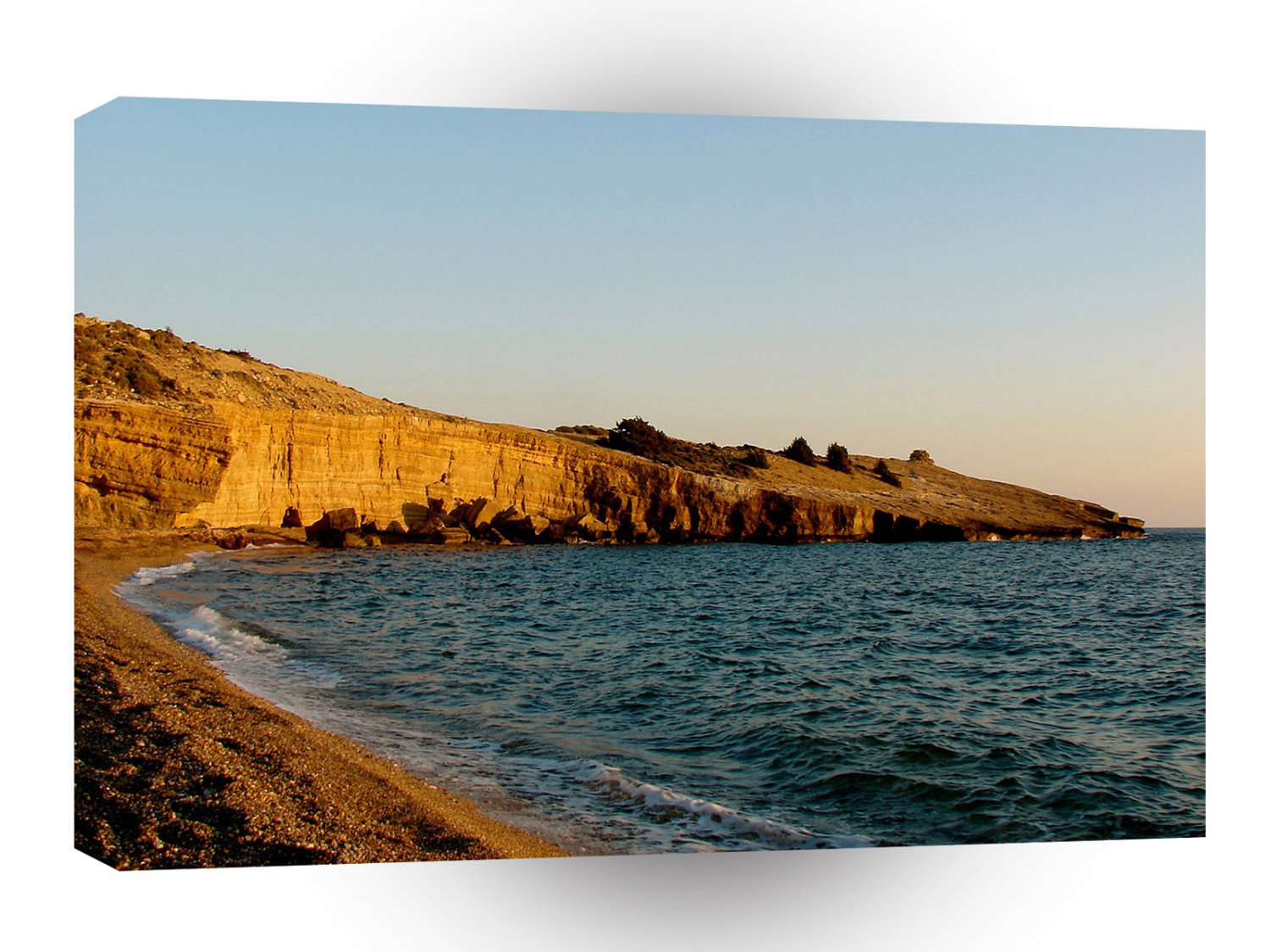 Water Sunlit Cliffs Pebble Beach A1 XLarge Canvas