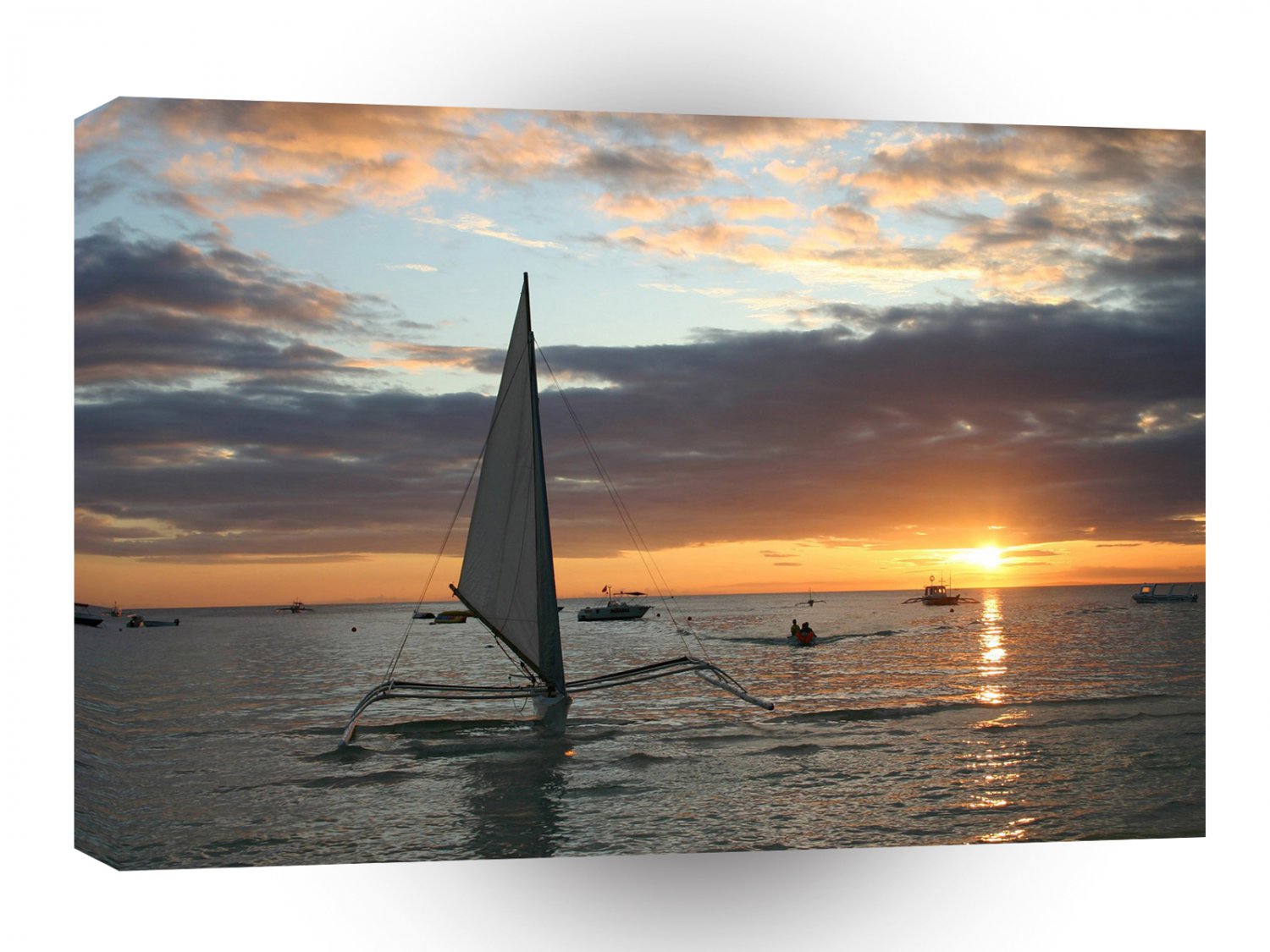 Water Sunset Bay Boating A1 XLarge Canvas