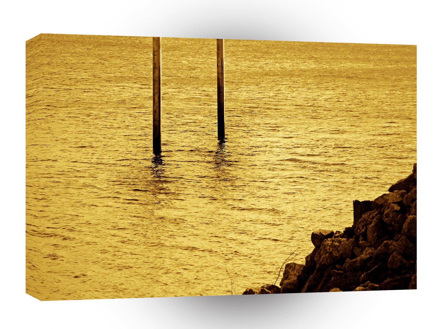 Water Yellow Sea Posts A1 XLarge Canvas
