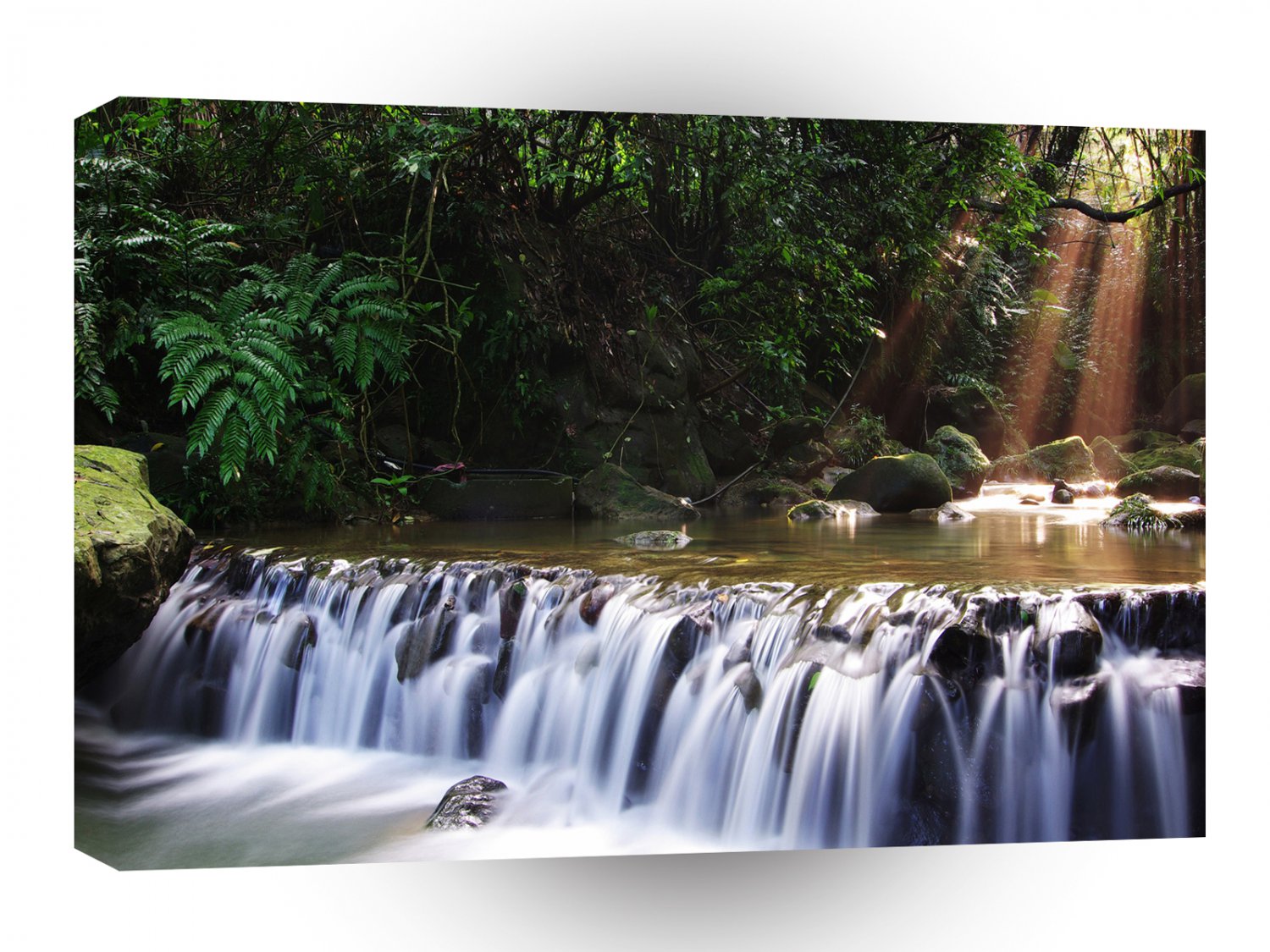 Waterfall Distant Light Hits River Flow A1 XLarge Canvas