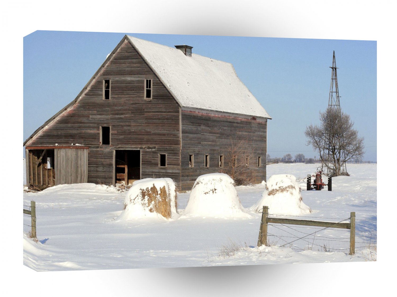 Winter Scene Lonesome Barn A1 XLarge Canvas