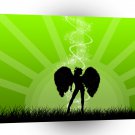 Abstract Angel Green Sun Magic Girl A1 Xlarge Canvas