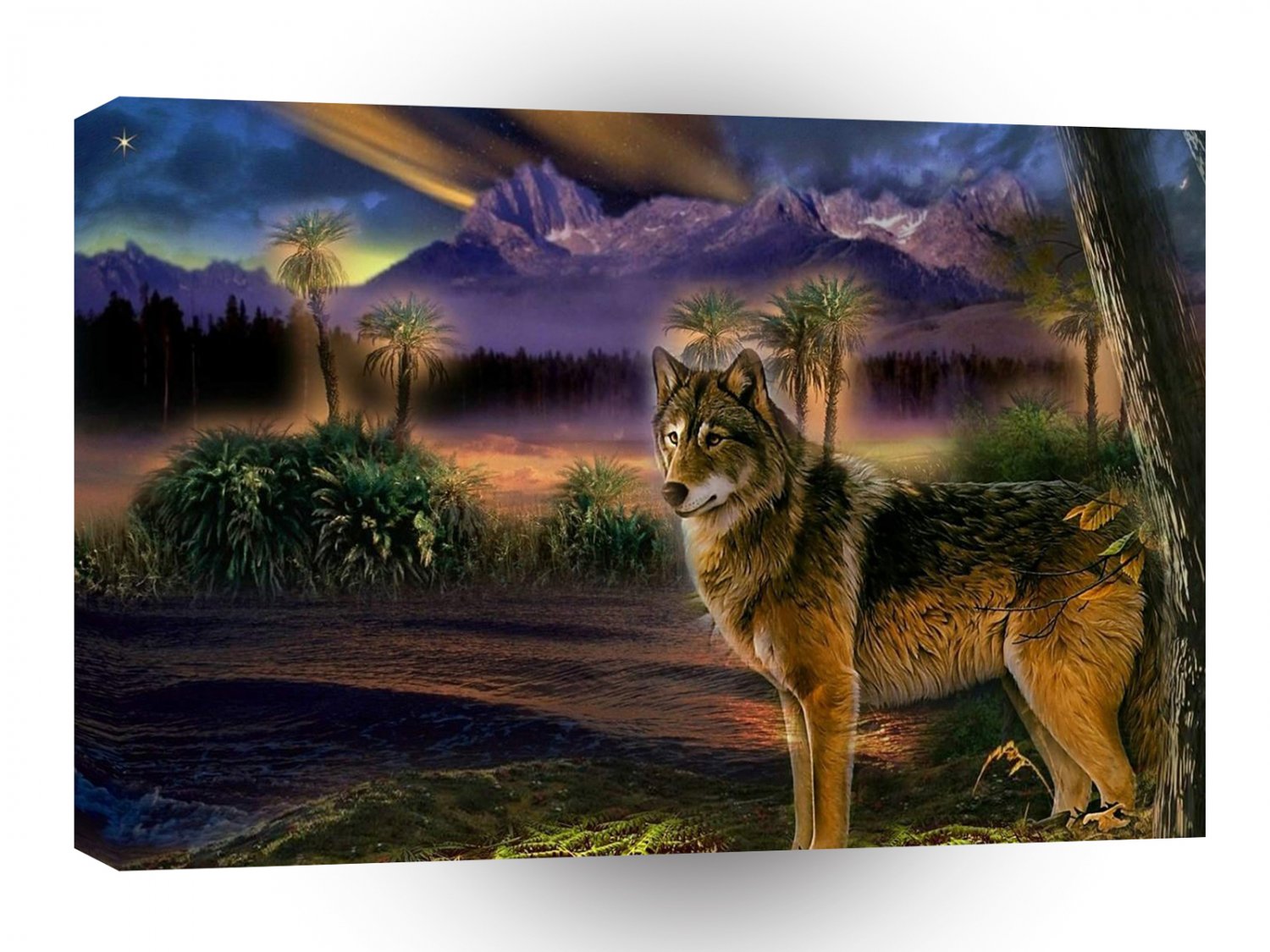 Abstract Animal Wolf Scene A1 Xlarge Canvas