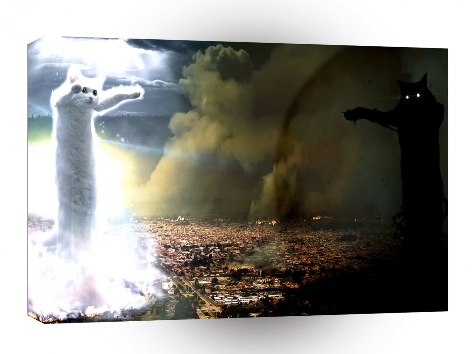 Abstract Animals Longcat Vs Tacgnol Battle A1 Xlarge Canvas