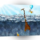 Abstract Cartoon Giraffe Above The Clouds A1 Xlarge Canvas