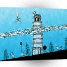 Abstract Cartoon Leaning Tower Pisa A1 Xlarge Canvas