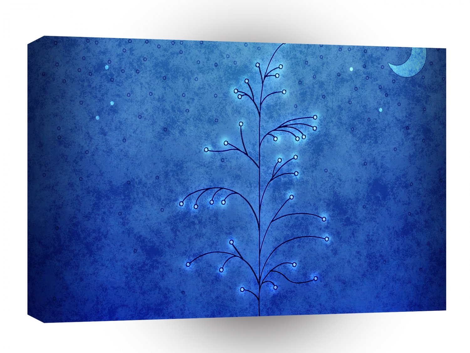 Abstract Cartoon Moonlight Tree A1 Xlarge Canvas