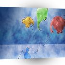 Abstract Cartoon Ski With Animals A1 Xlarge Canvas