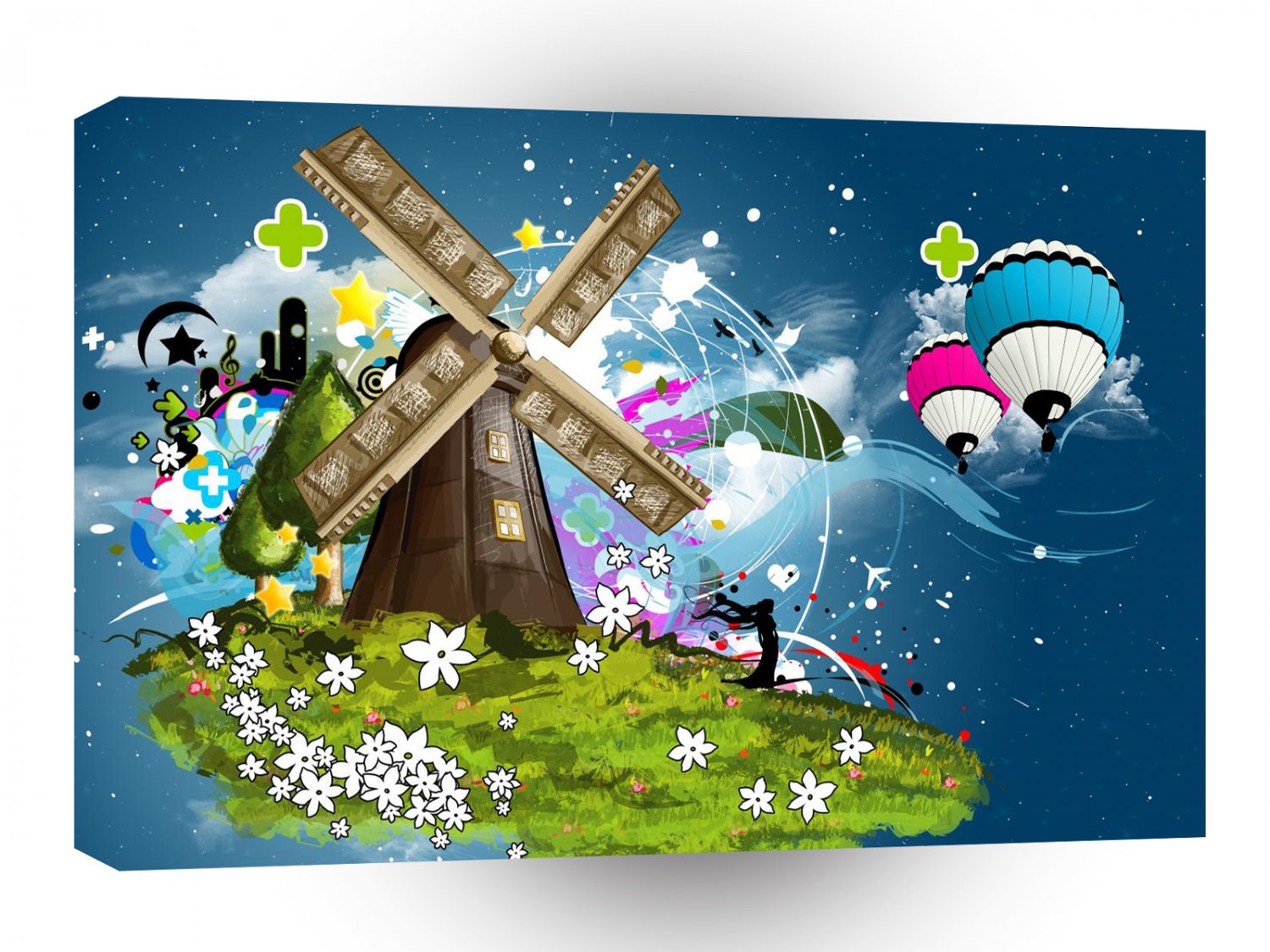 Abstract Cartoon Windmill Magic A1 Xlarge Canvas