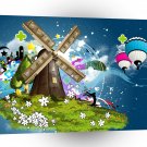 Abstract Cartoon Windmill Magic A1 Xlarge Canvas