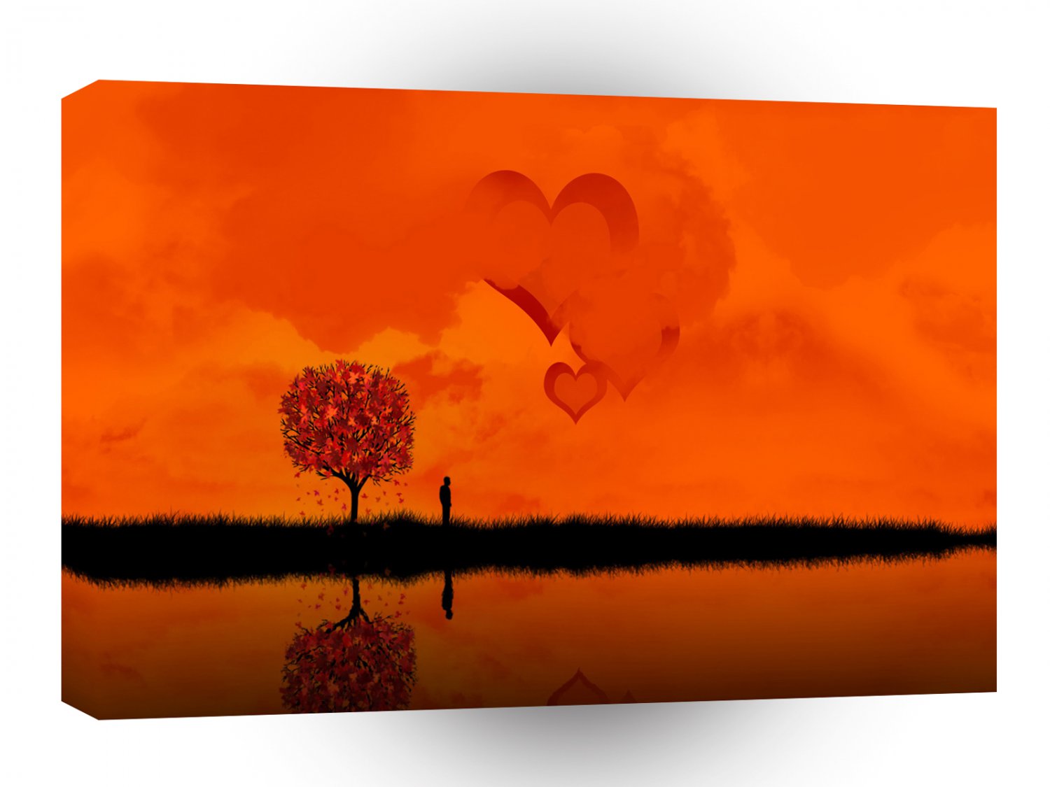 Abstract Cool Deep Red Hearts A1 Xlarge Canvas