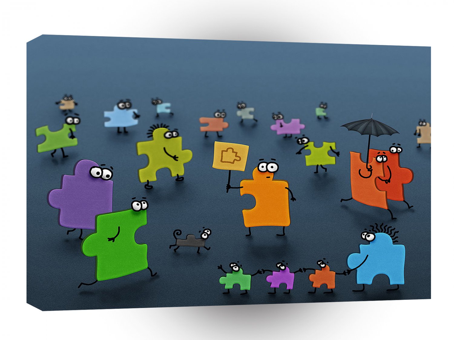 Abstract Cool Jigsaw Crowd A1 Xlarge Canvas