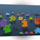 Abstract Cool Jigsaw Crowd A1 Xlarge Canvas