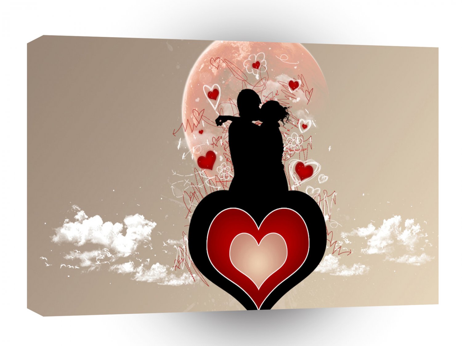 Abstract Cool Lovers Heart A1 Xlarge Canvas