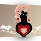 Abstract Cool Lovers Heart A1 Xlarge Canvas