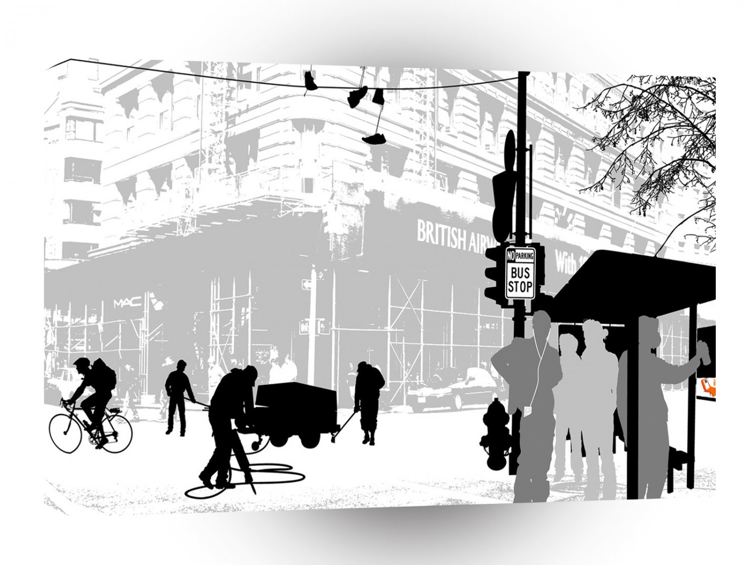 Abstract Everyday City Life A1 Xlarge Canvas