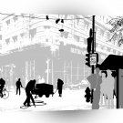 Abstract Everyday City Life A1 Xlarge Canvas