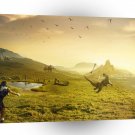 Abstract Fantasy Catch Bone Dino A1 Xlarge Canvas