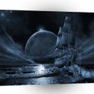 Abstract Fantasy Dark Ship Eclipse A1 Xlarge Canvas
