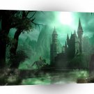 Abstract Fantasy Jade Moonlight Castle A1 Xlarge Canvas
