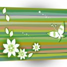Abstract Flowers Warm Colors Green Stripes A1 Xlarge Canvas