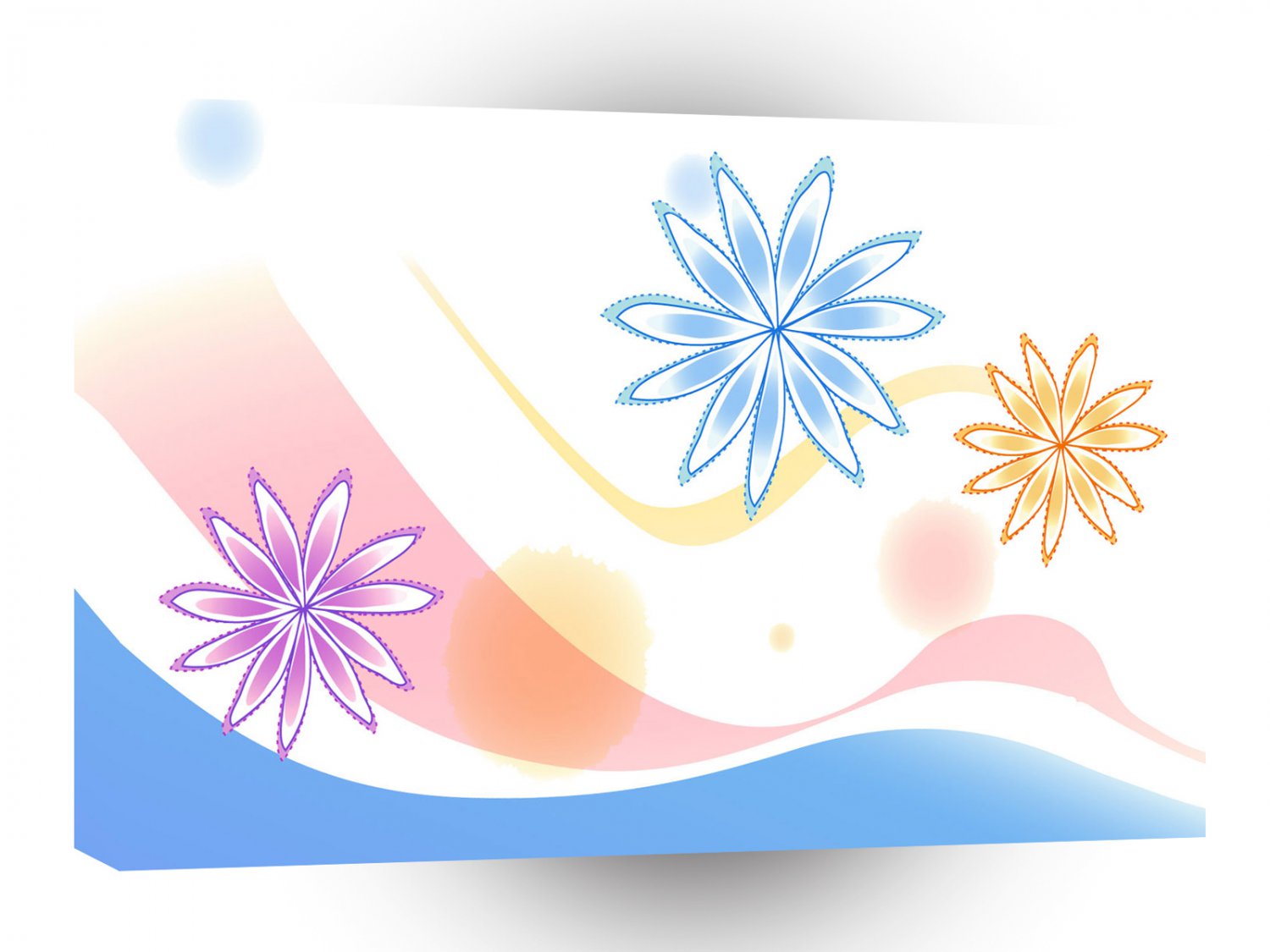 Abstract Flowers White Rainbow A1 Xlarge Canvas