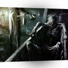 Abstract Horror Smoking Graveyard Shift A1 Xlarge Canvas