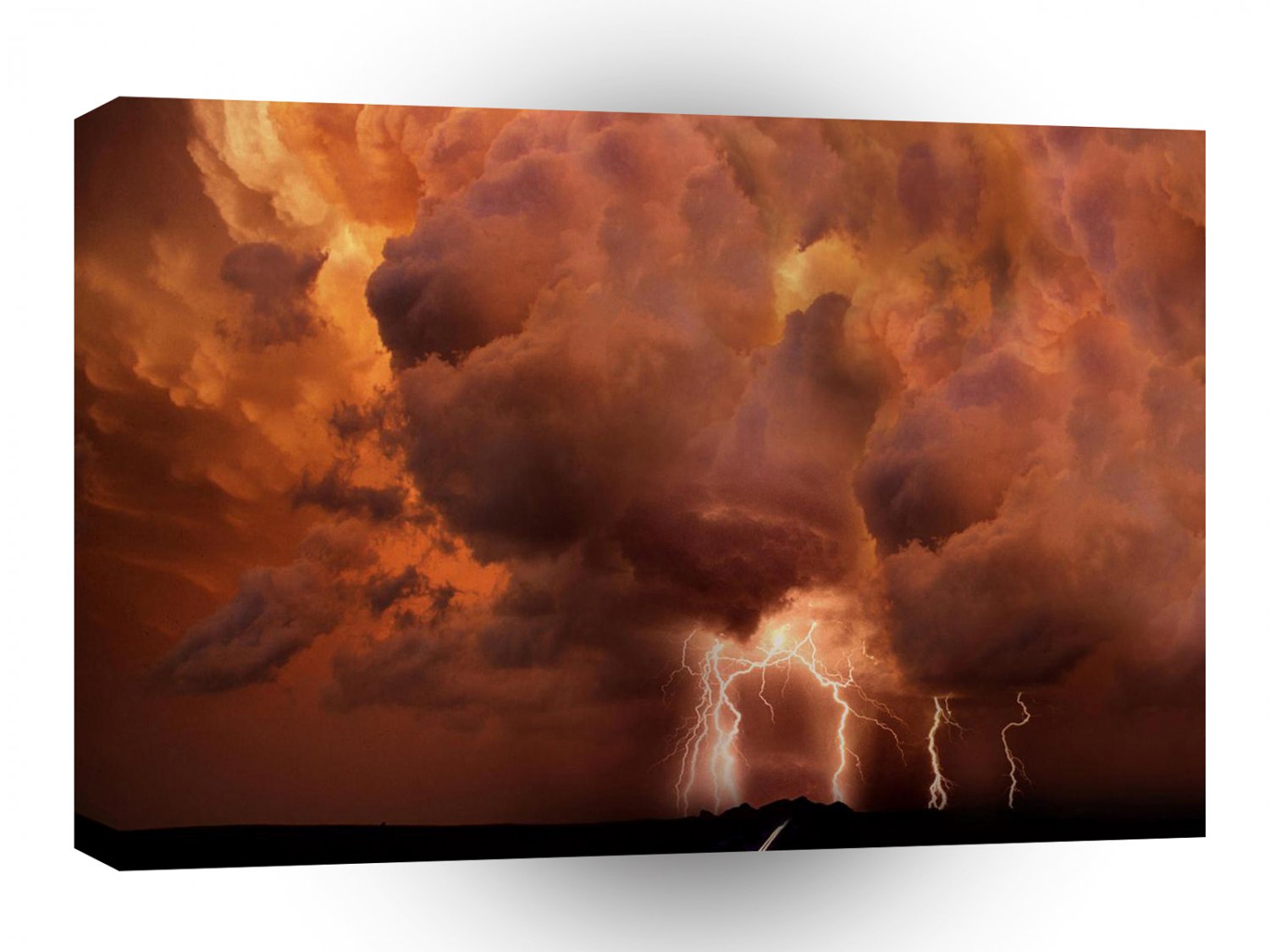 Abstract Nature Force Red Lightning Storm A1 Xlarge Canvas