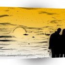 Abstract People Painted Black On Gold A1 Xlarge Canvas