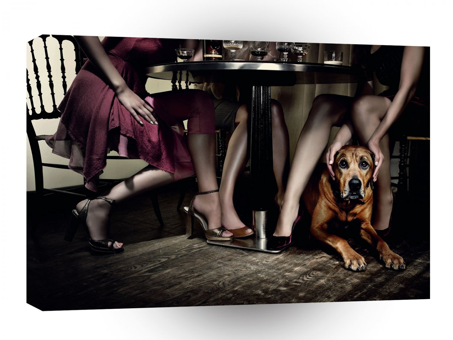 Animals Dogs Under The Table A1 Xlarge Canvas