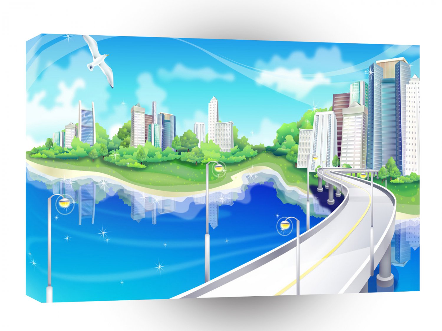 City Daytime Reflection Bridge A1 Xlarge Canvas