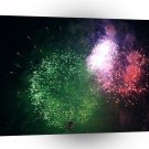 Fireworks Green Colourful Celebration A1 Xlarge Canvas