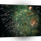 Fireworks Green Colourful Shower A1 Xlarge Canvas