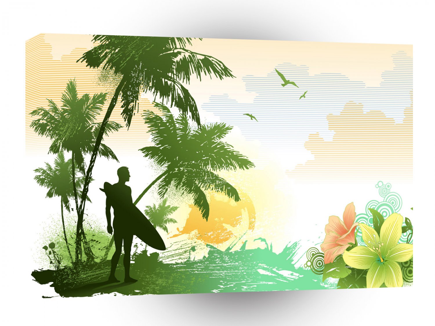 Psychedelic Summer Beach Surfer A1 Xlarge Canvas