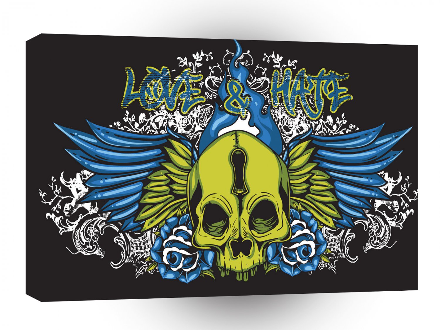 Psychedelic Wings Skull Love Hate A1 Xlarge Canvas