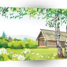 Scenery Birch Garden Daisy House A1 Xlarge Canvas