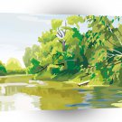 Scenery Countryside Fishing Lake A1 Xlarge Canvas