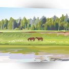 Scenery Horse Banks River Woods A1 Xlarge Canvas