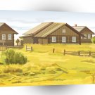 Scenery Late Summertime Farm Houses A1 Xlarge Canvas