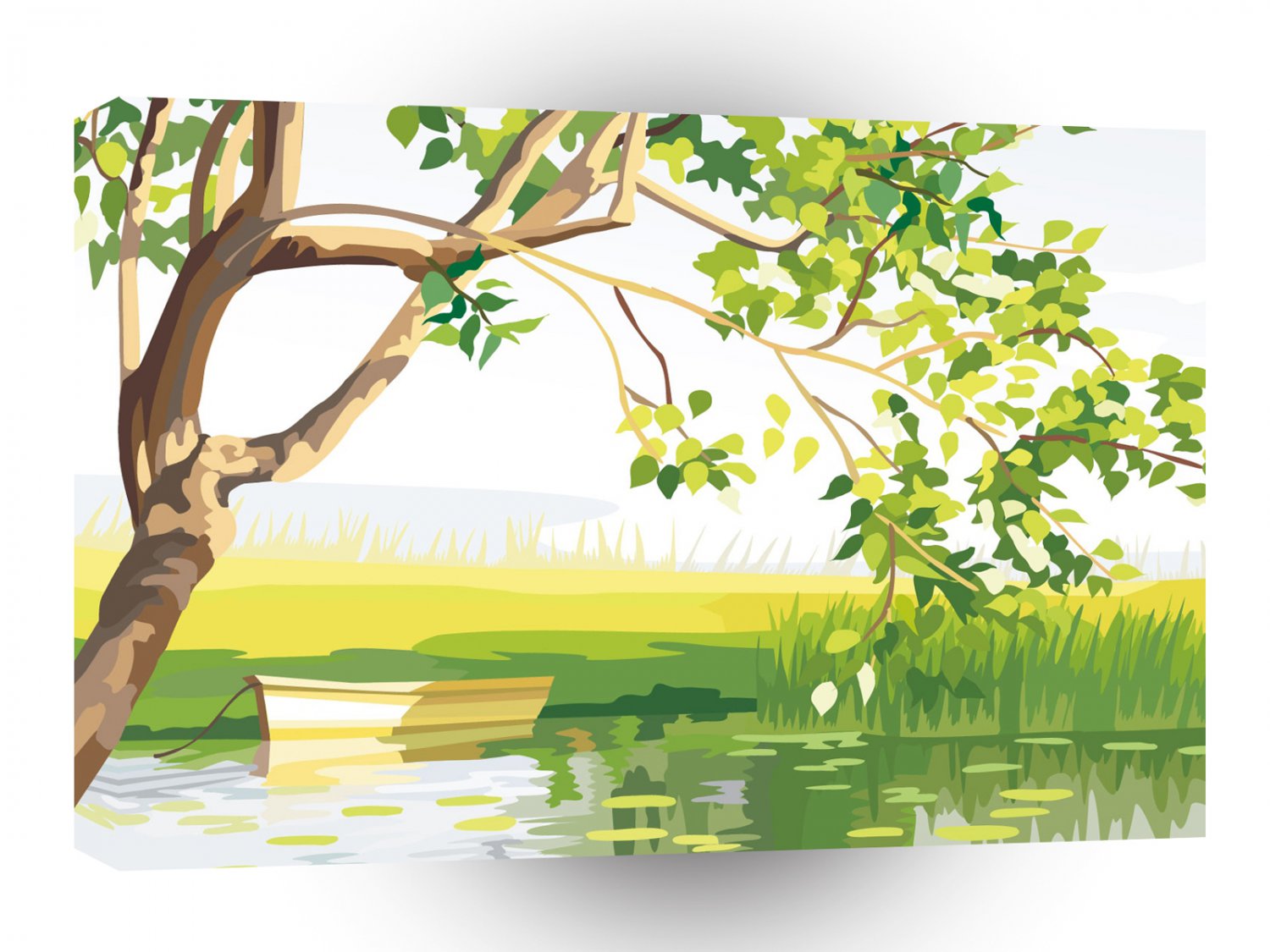 Scenery River Boat Tree A1 Xlarge Canvas