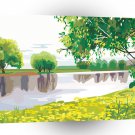 Scenery River Buttercups Reflections A1 Xlarge Canvas