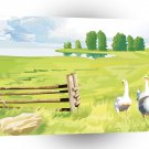Scenery Three Field Geeses A1 Xlarge Canvas