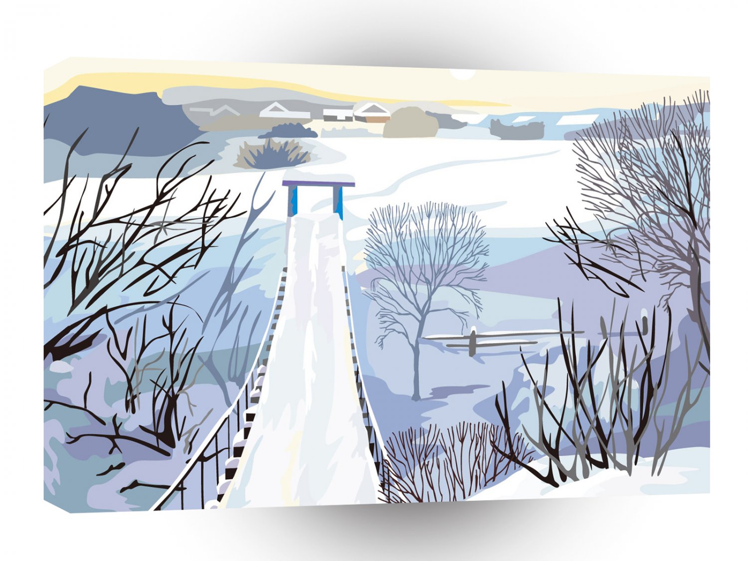 Scenery Winter Ice River Bridge A1 Xlarge Canvas
